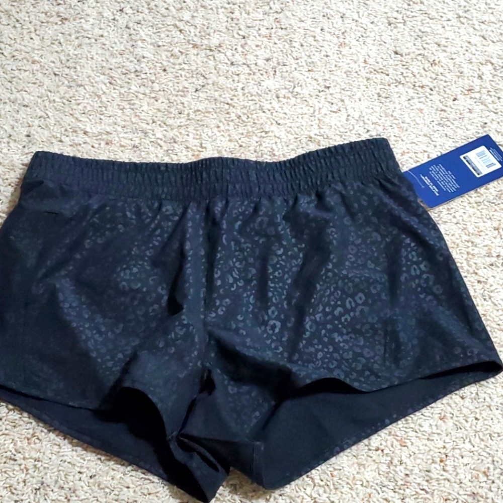 Marika black leopard print running shorts